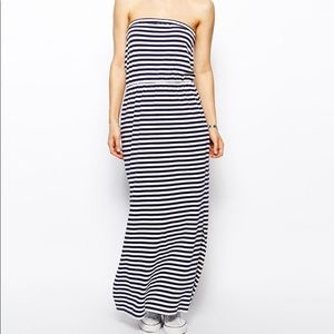 Jack Wills blue white striped maxi dress
